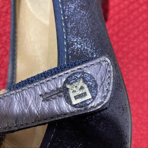 DORKING by Fluchos Sz 39 Ivone Blue Metallic Mary Janes Square Toe Made in Spain - Picture 5 of 8